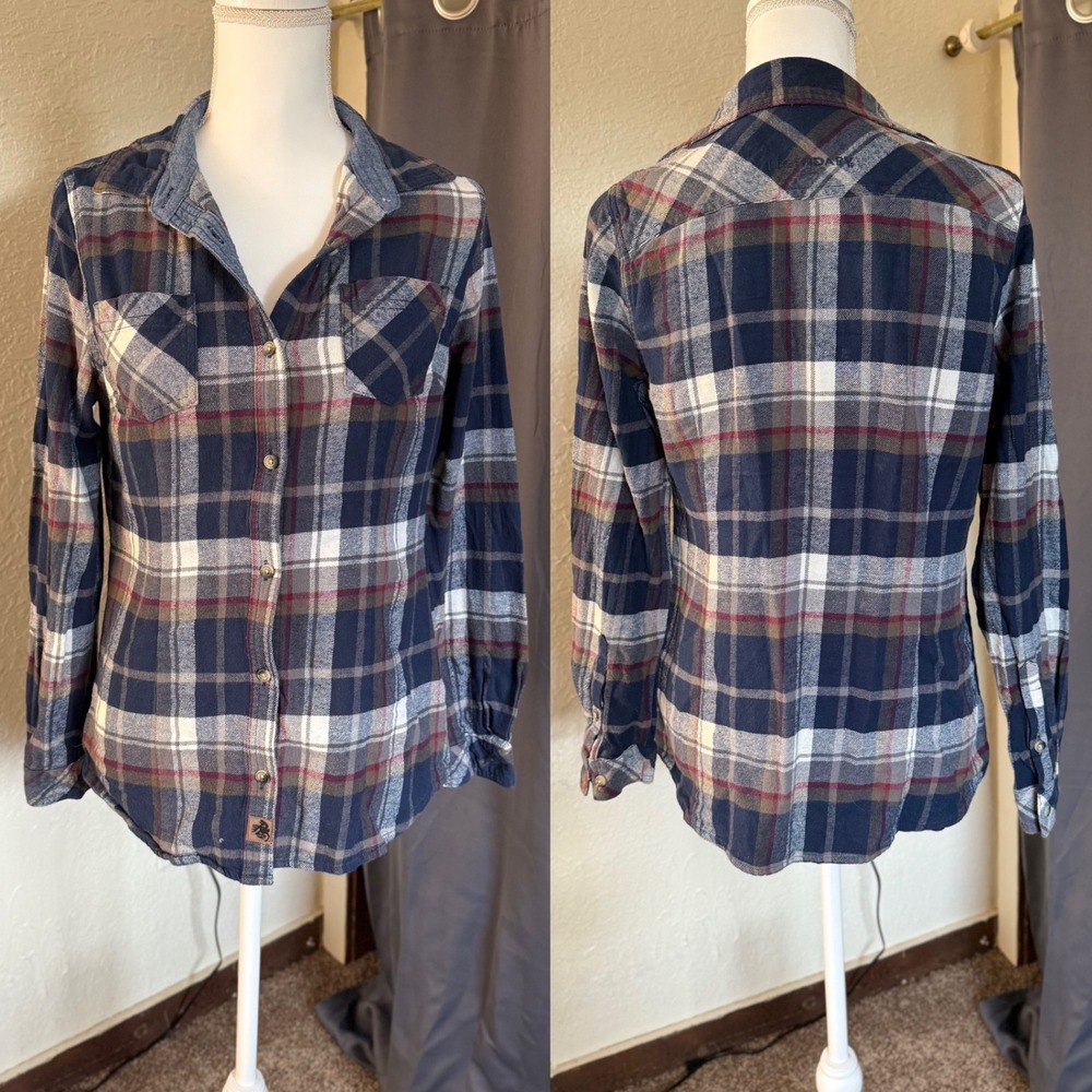 Legendary Whitetails Womens Navy Blue Plaid Cotton Flannel‎ Shirt MD